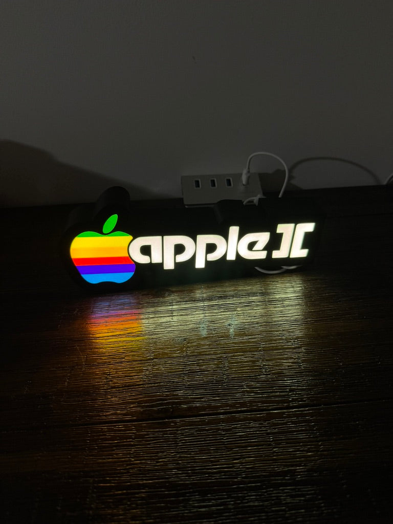 Apple II Apple Logo - Full Colour or White - Night Light / Light Up Wall Art