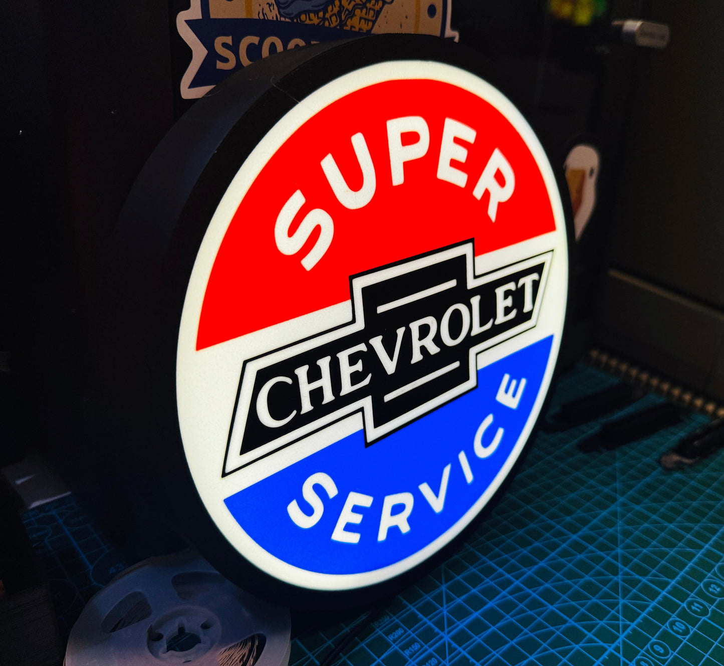 Chevrolet Super Service Logo - Light up sign - USB Powered - Michael's 3D World