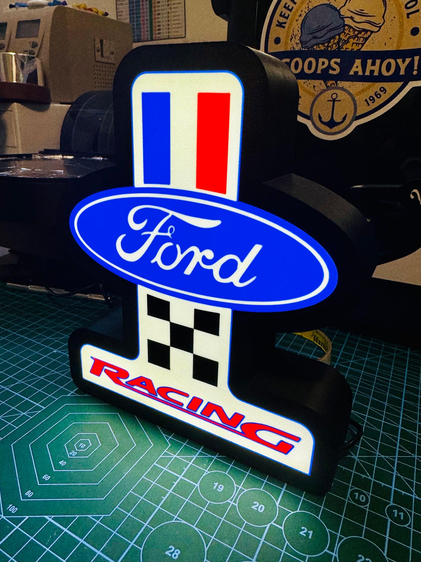 Ford Racing Logo - Light up sign - USB Powered - Michael's 3D World