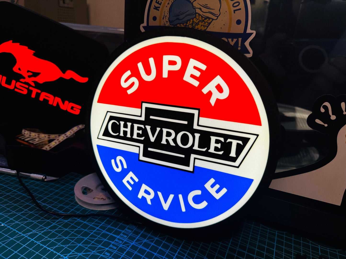 Chevrolet Super Service Logo - Light up sign - USB Powered - Michael's 3D World