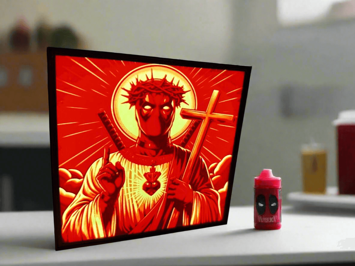Deadpool: Marvel Jesus - LED Lit, USB Powered Light box/Night Light Art - 20cm! - Michael's 3D World