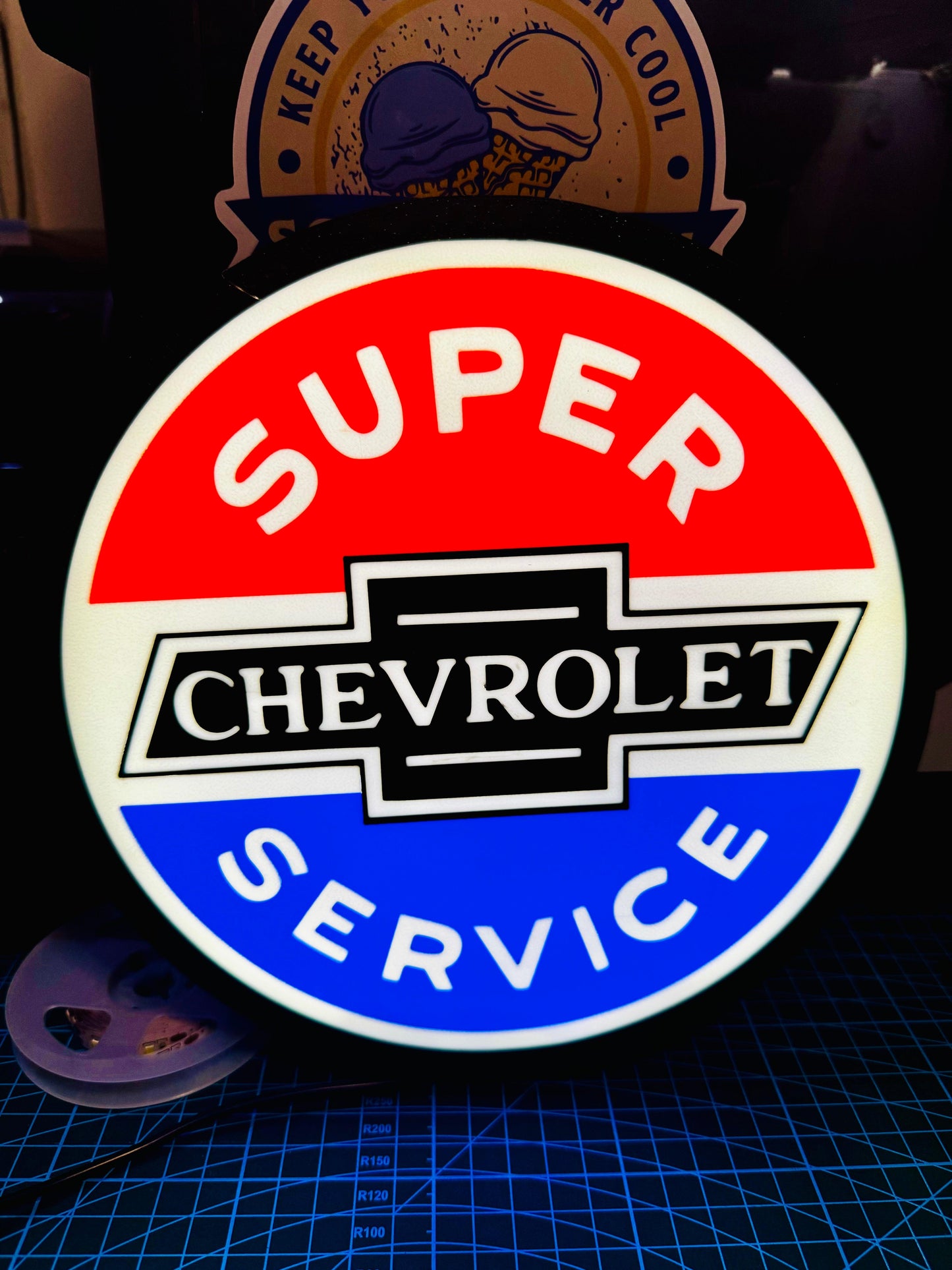 Chevrolet Super Service Logo - Light up sign - USB Powered - Michael's 3D World