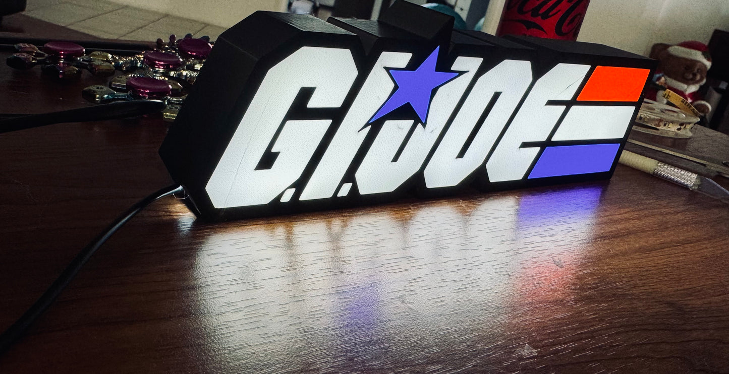 G.I. Joe Logo - Light Up Sign / Night Light - USB Powered - Michael's 3D World