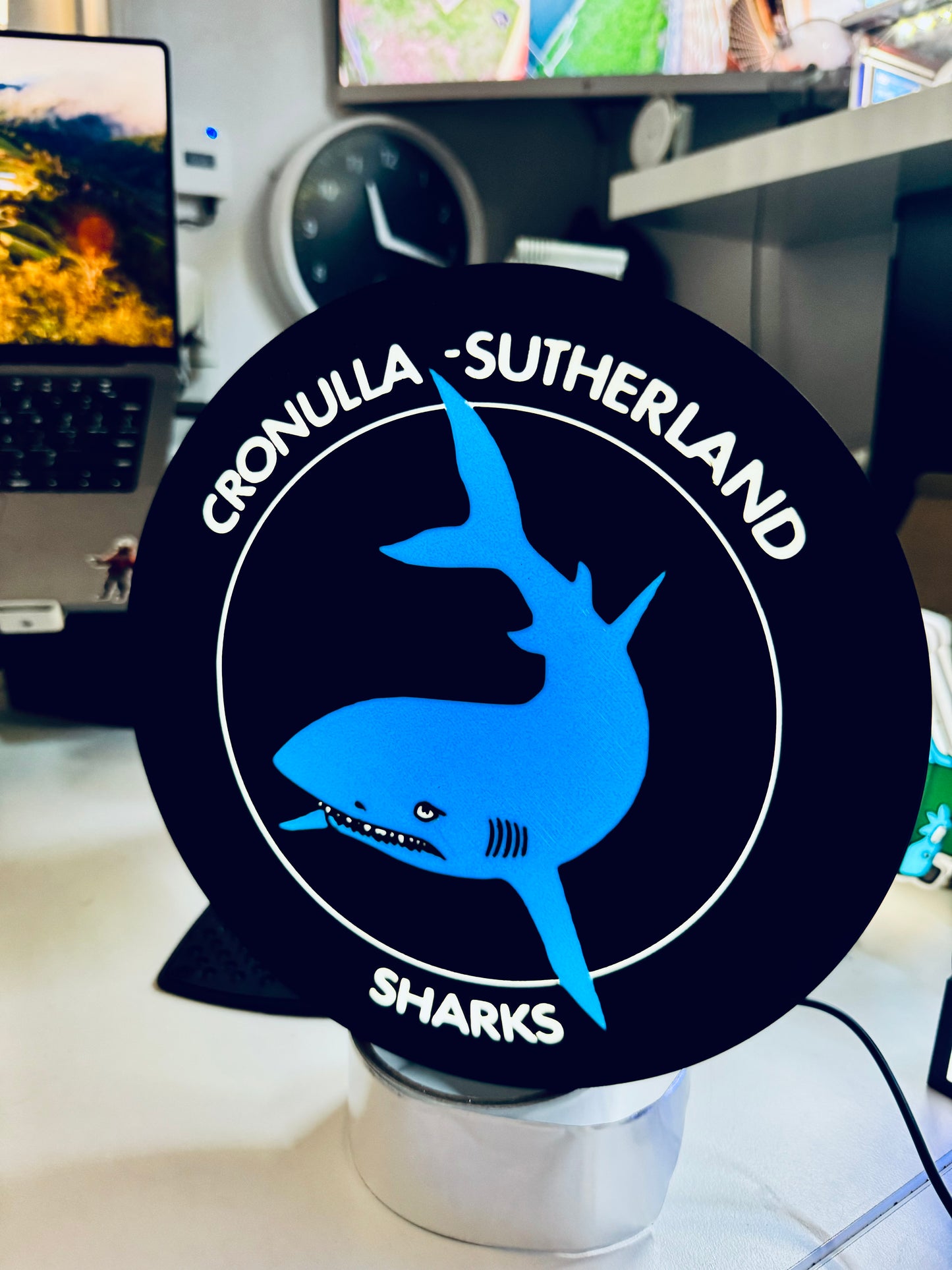 Cronulla Sharks - Light Up Sign / Logo - USB Powered (Old Logo) - Michael's 3D World