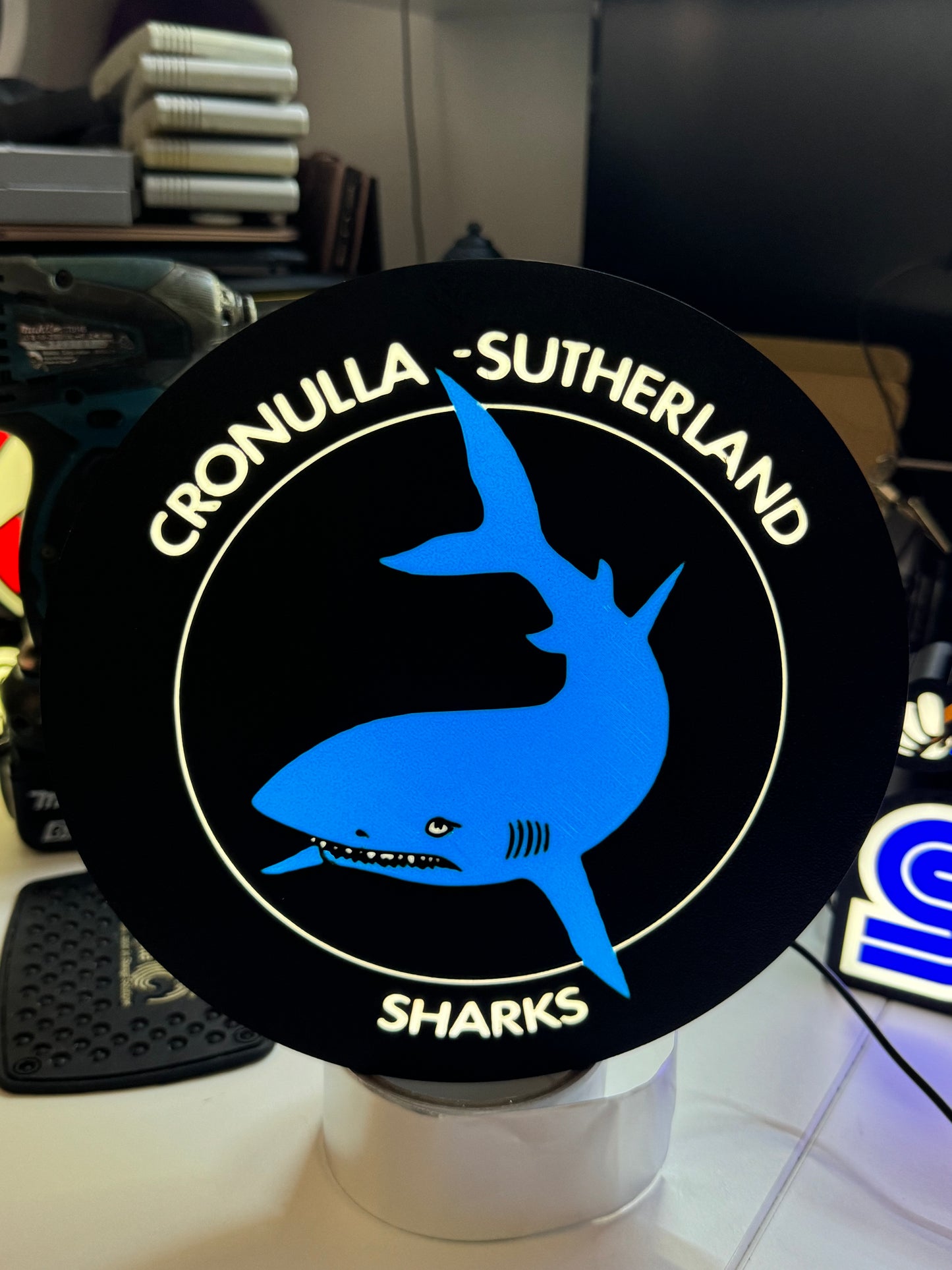Cronulla Sharks - Light Up Sign / Logo - USB Powered (Old Logo) - Michael's 3D World