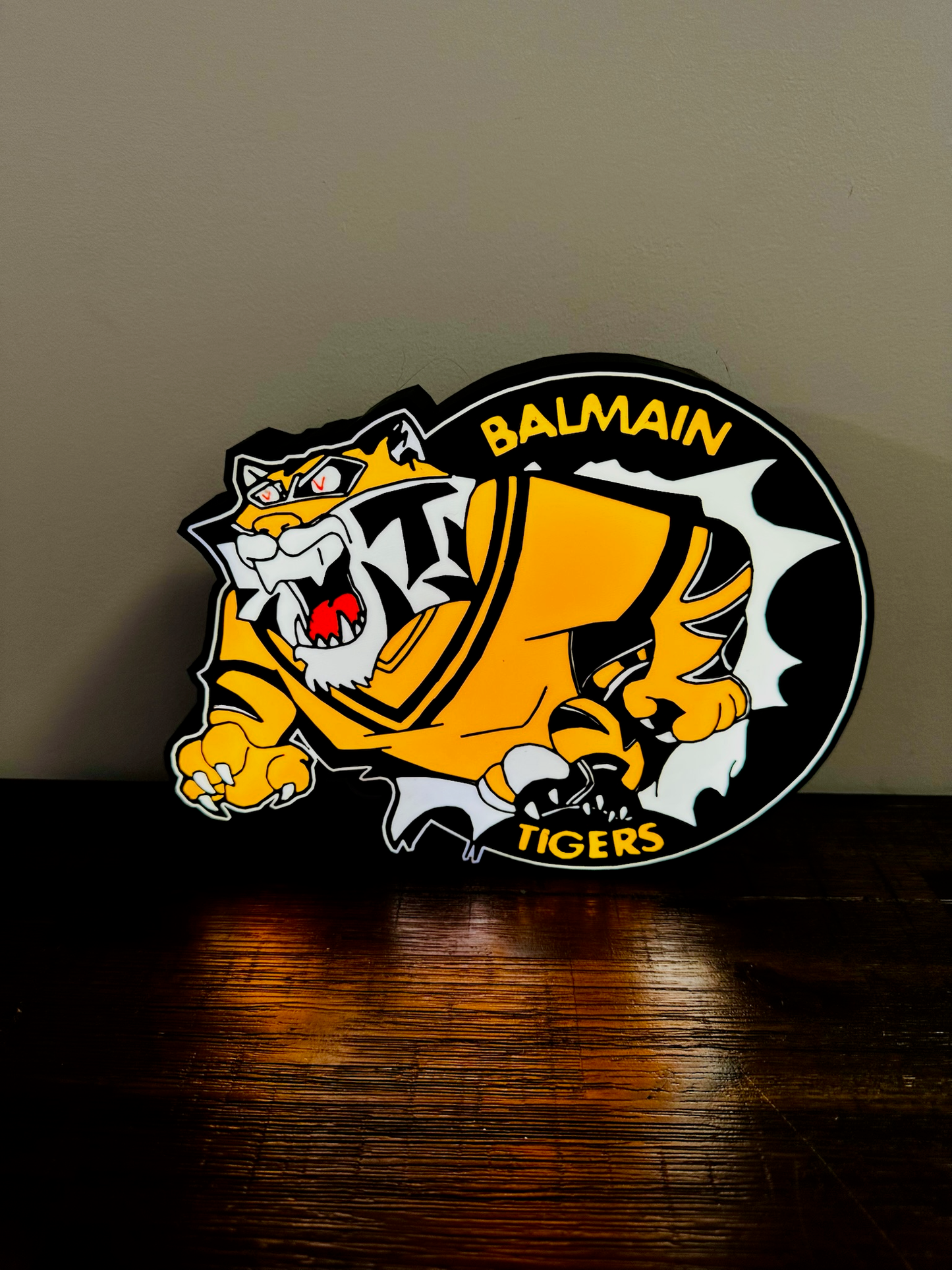 Balmain Tigers – Beleuchtetes Logo/Schild – Stromversorgung über USB