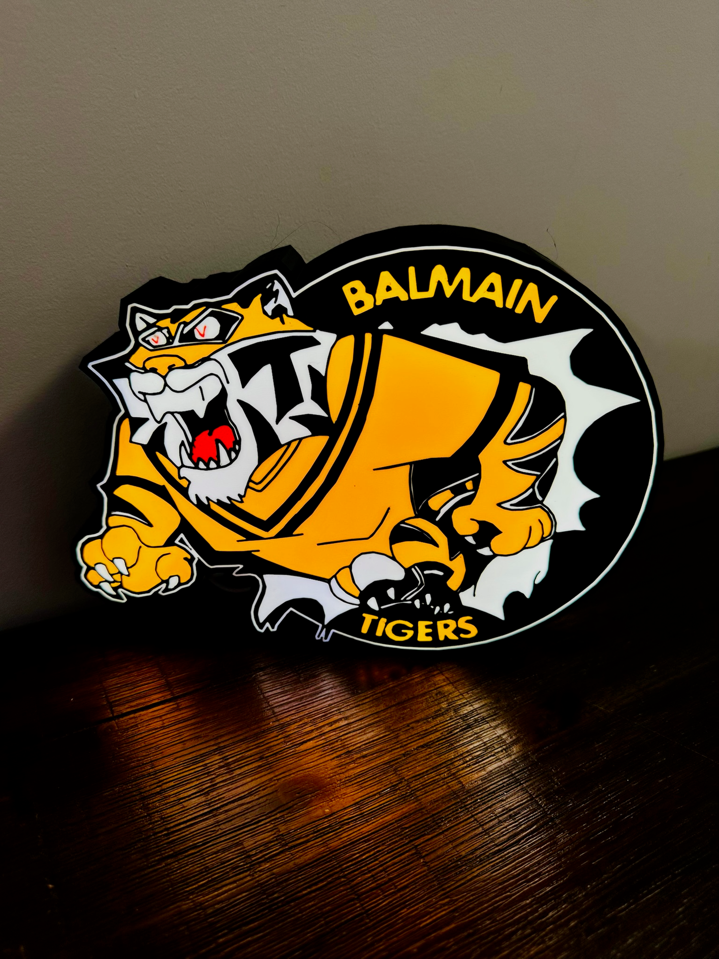 Balmain Tigers – Beleuchtetes Logo/Schild – Stromversorgung über USB
