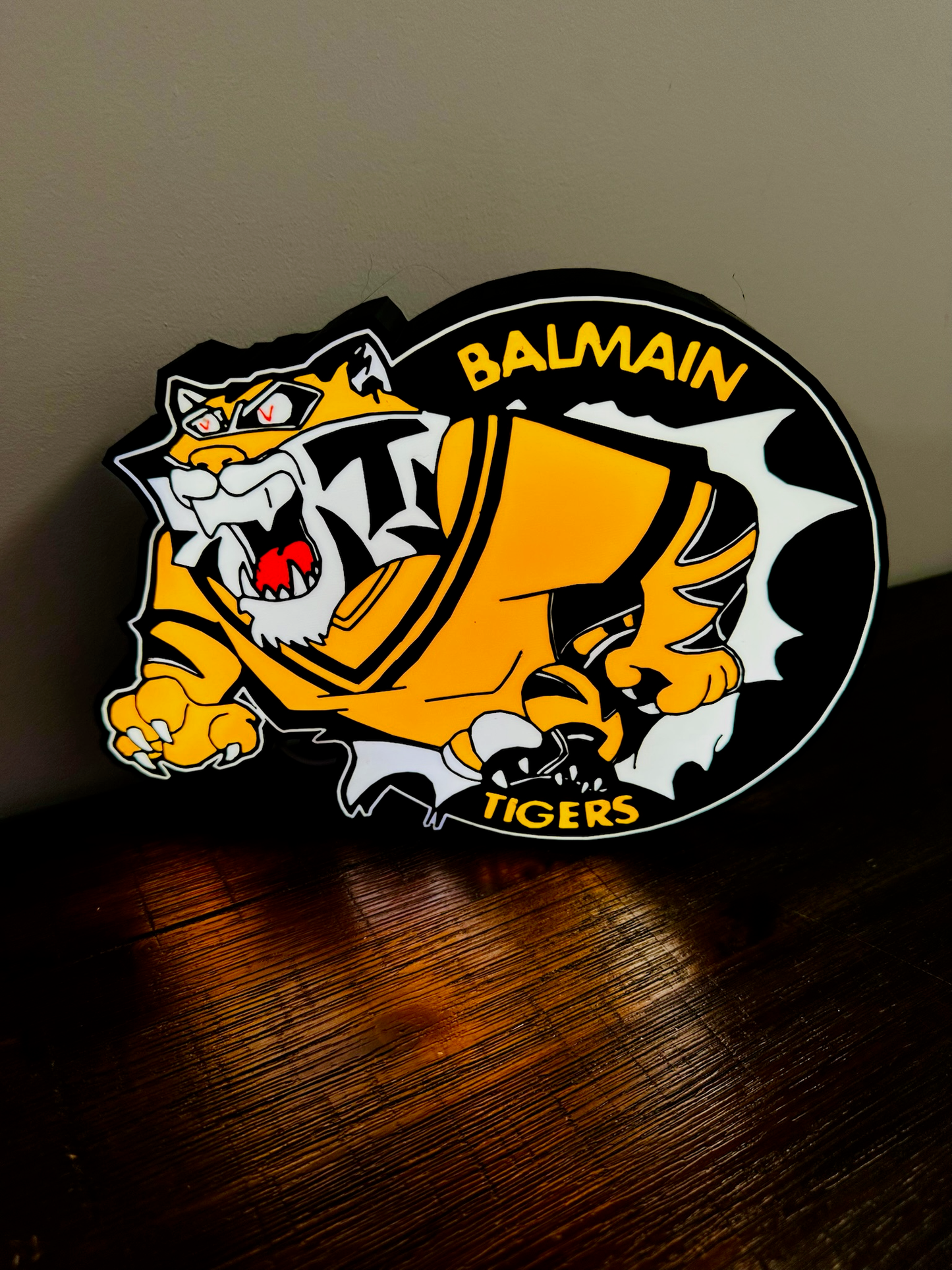 Balmain Tigers – Beleuchtetes Logo/Schild – Stromversorgung über USB