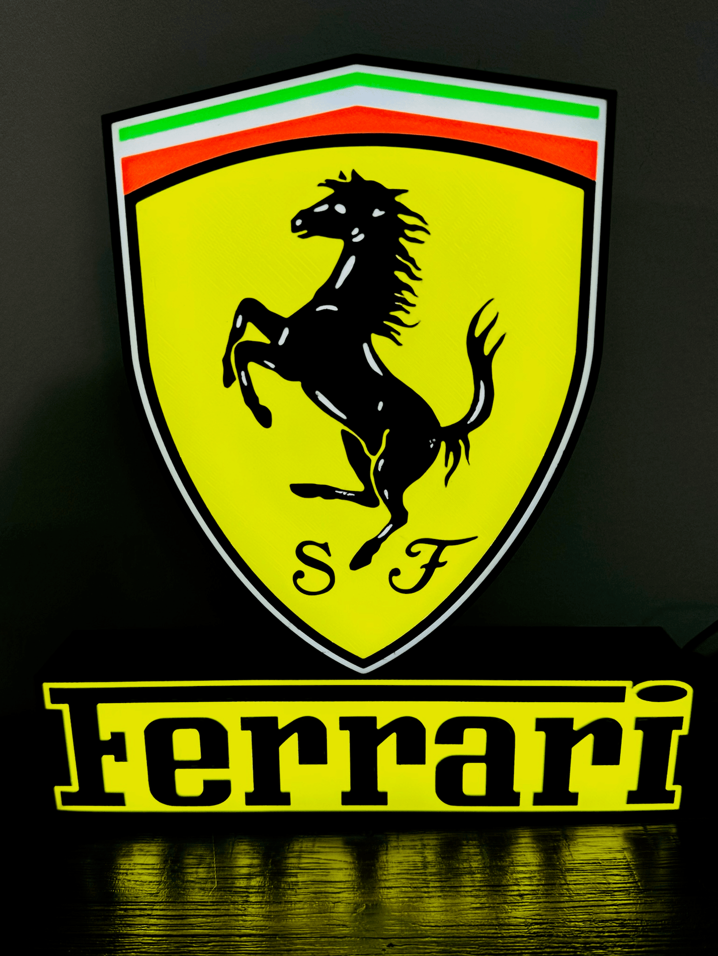 Ferrari Logo & Word - Light Up Sign - USB Powered