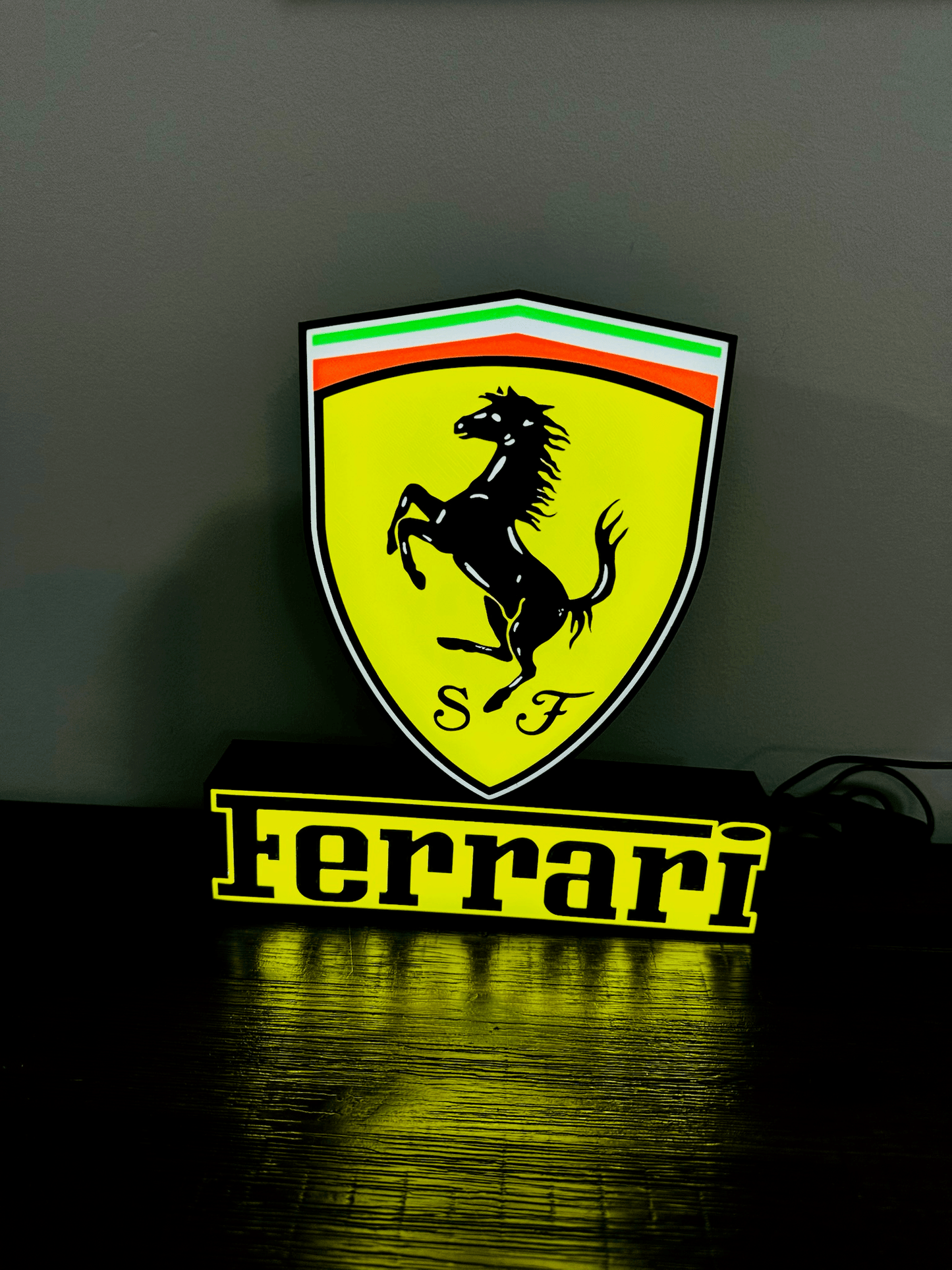 Ferrari Logo & Word - Light Up Sign - USB Powered