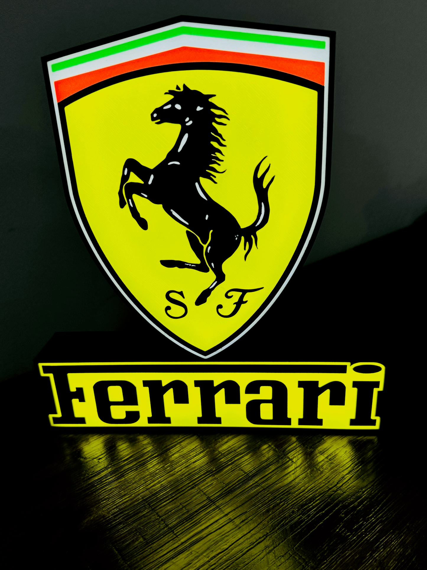 Ferrari Logo & Word - Light Up Sign - USB Powered