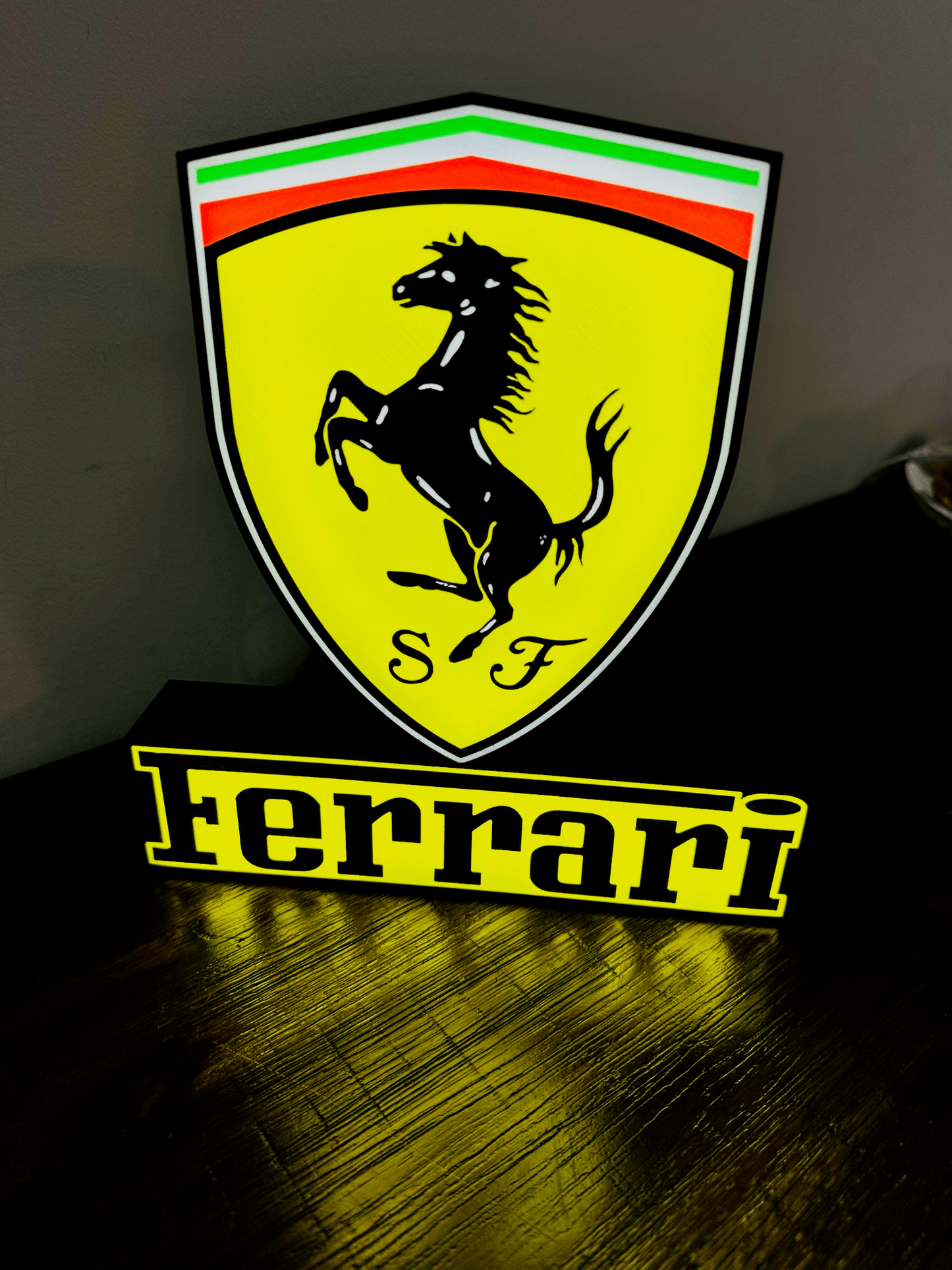 Ferrari Logo & Word - Light Up Sign - USB Powered