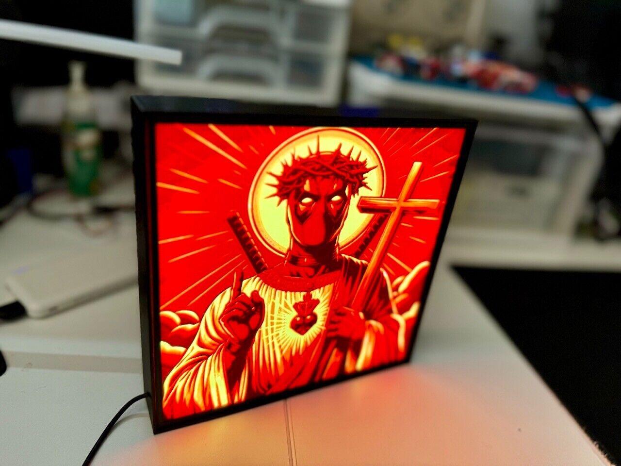 Deadpool: Marvel Jesus - LED Lit, USB Powered Light box/Night Light Art - 20cm! - Michael's 3D World