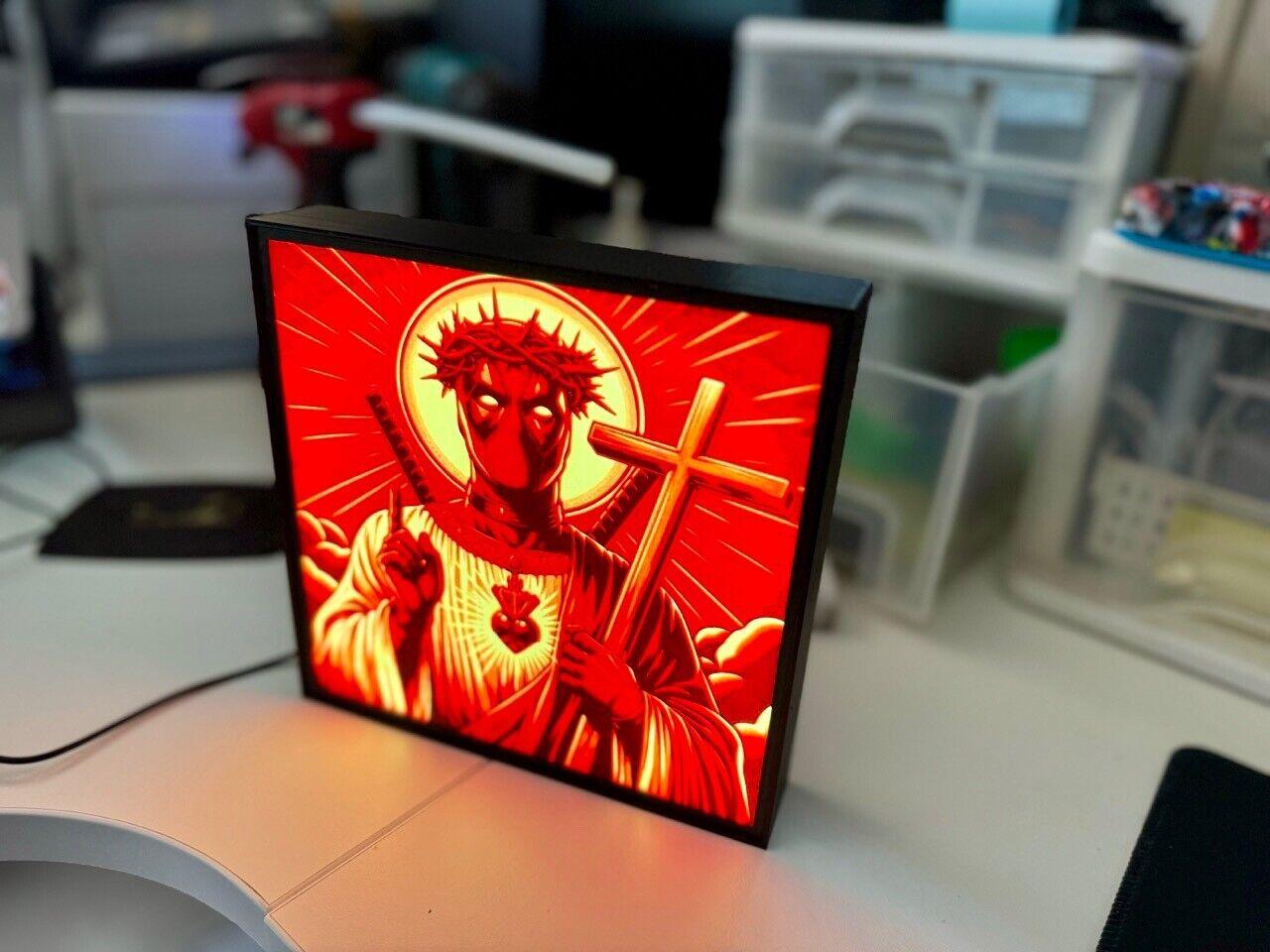 Deadpool: Marvel Jesus - LED Lit, USB Powered Light box/Night Light Art - 20cm! - Michael's 3D World