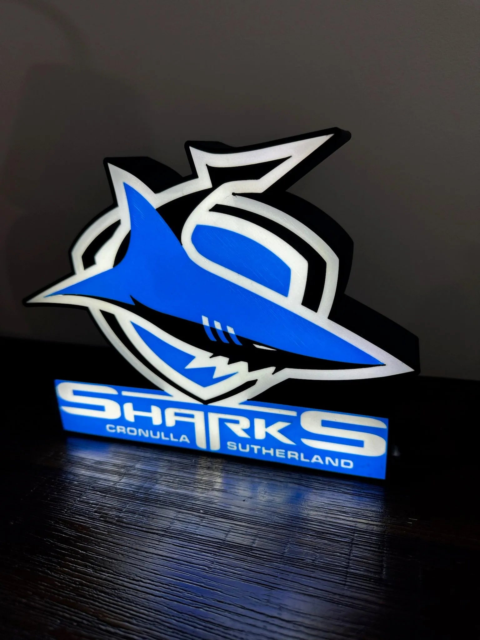Cronulla Sharks - Light Up Sign / Logo - USB Powered (New Logo) - Michael's 3D World
