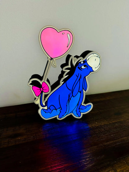 Eeyore - With Heart Balloon - Super Cute - Light Up Wall Art - USB Powered - Michael's 3D World