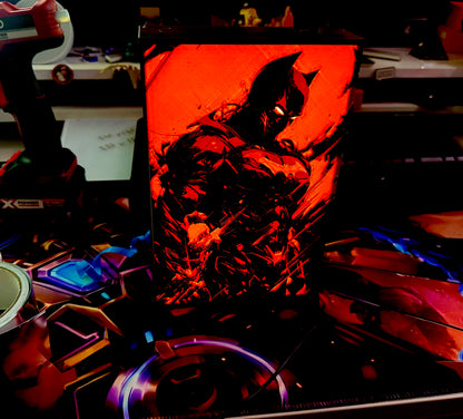 Red Batman silhouette - Unique Wall Art Decoration - USB powered