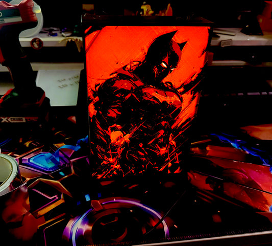 Red Batman silhouette - Unique Wall Art Decoration - USB powered