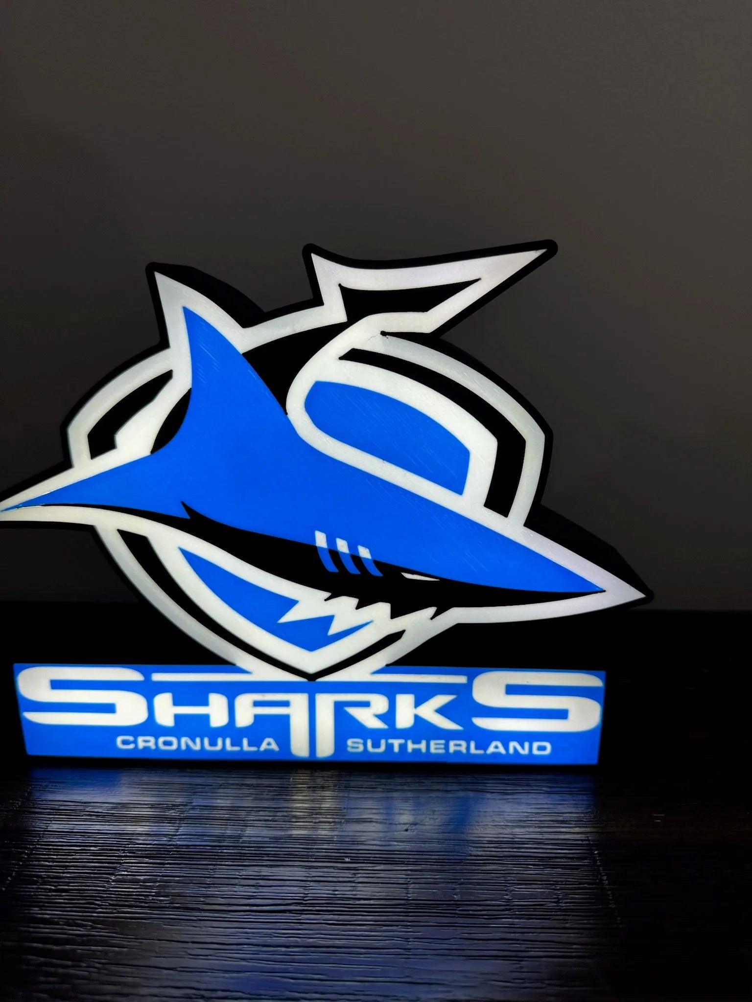 Cronulla Sharks - Light Up Sign / Logo - USB Powered (New Logo) - Michael's 3D World