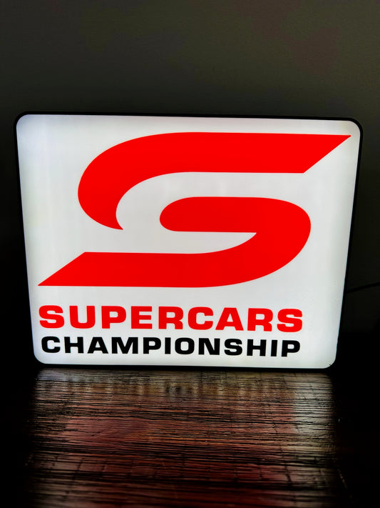 Supercars - Bright Red & White Light Up Artwork / LED Wall Art / Display