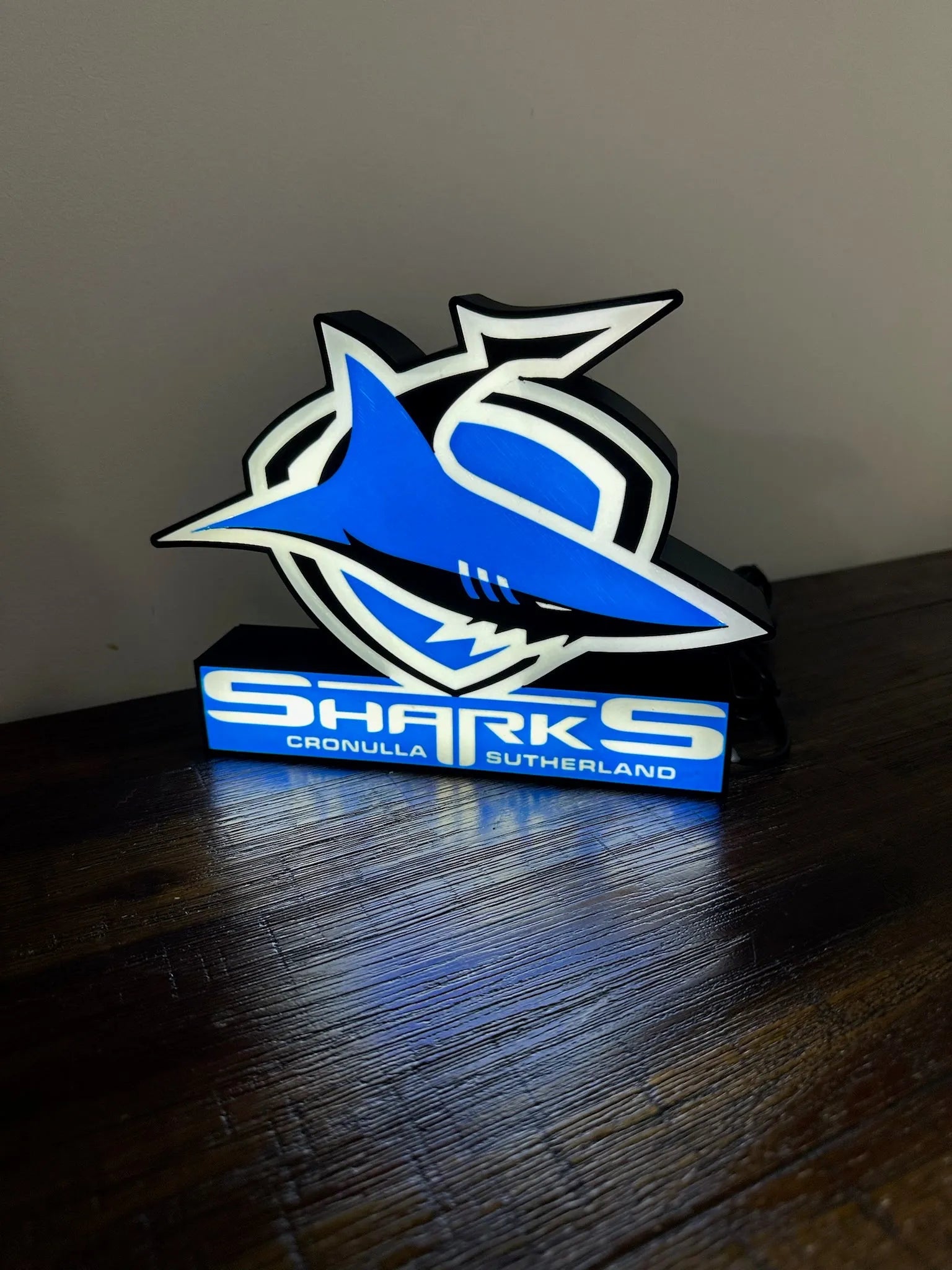 Cronulla Sharks - Light Up Sign / Logo - USB Powered (New Logo) - Michael's 3D World