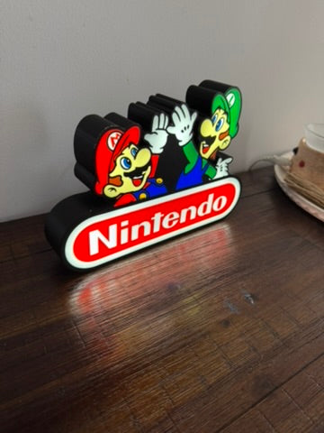 Nintendo Mario & Luigi High-Five Display Sign - Level Up Your Desk Setup! 🎮