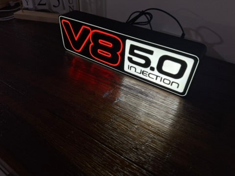 Holden VN VP V8 5.0 Injection Badge Logo - Light Up Artwork / Illuminated Wall Art / LED Display