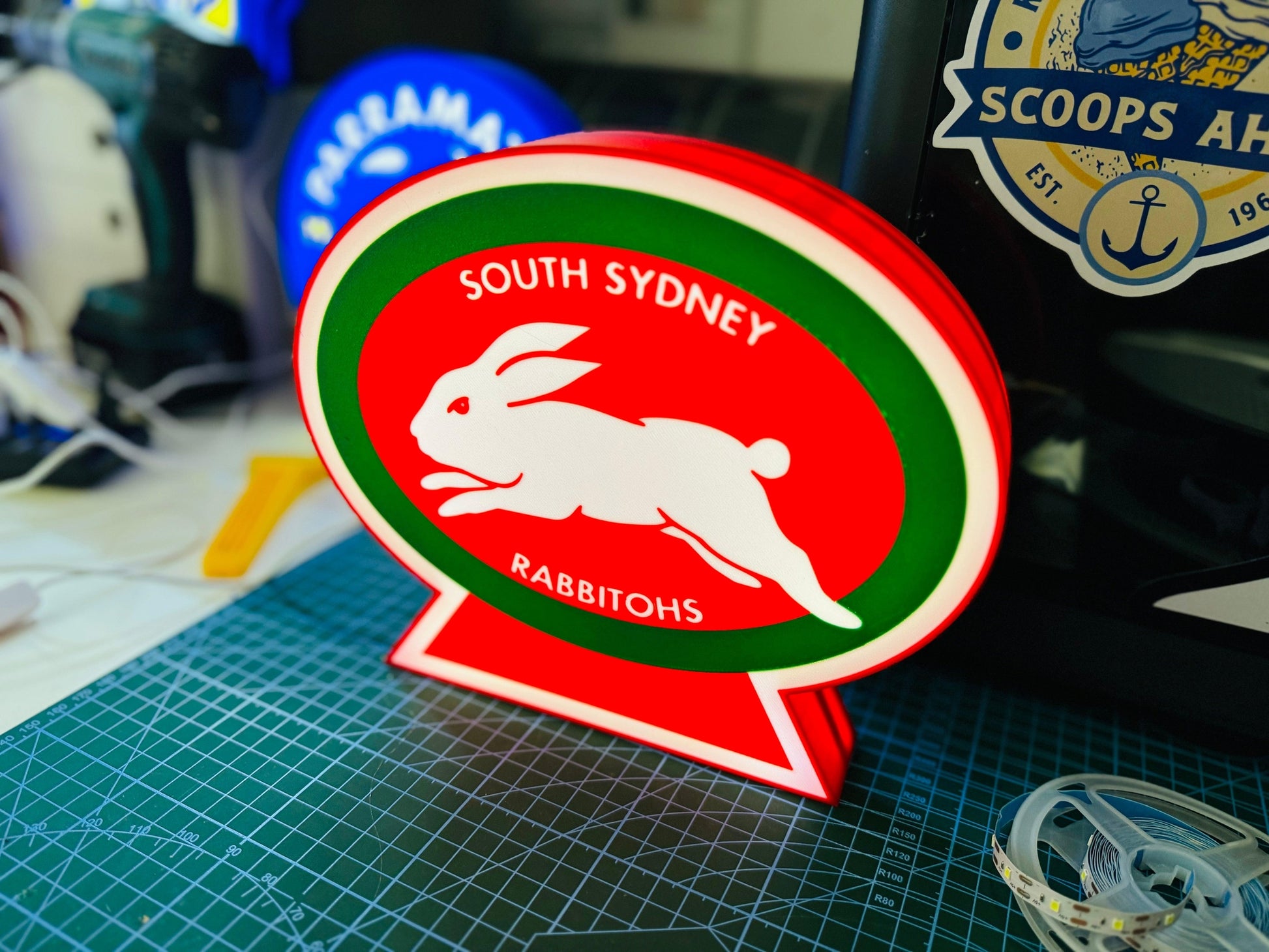 South Sydney Rabbitohs Team Logo - Light Box / Night Light - Michael's 3D World