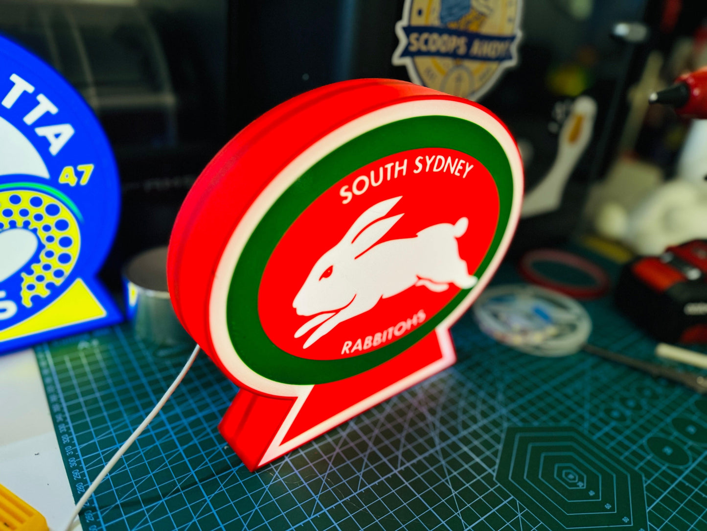 South Sydney Rabbitohs Team Logo - Light Box / Night Light - Michael's 3D World