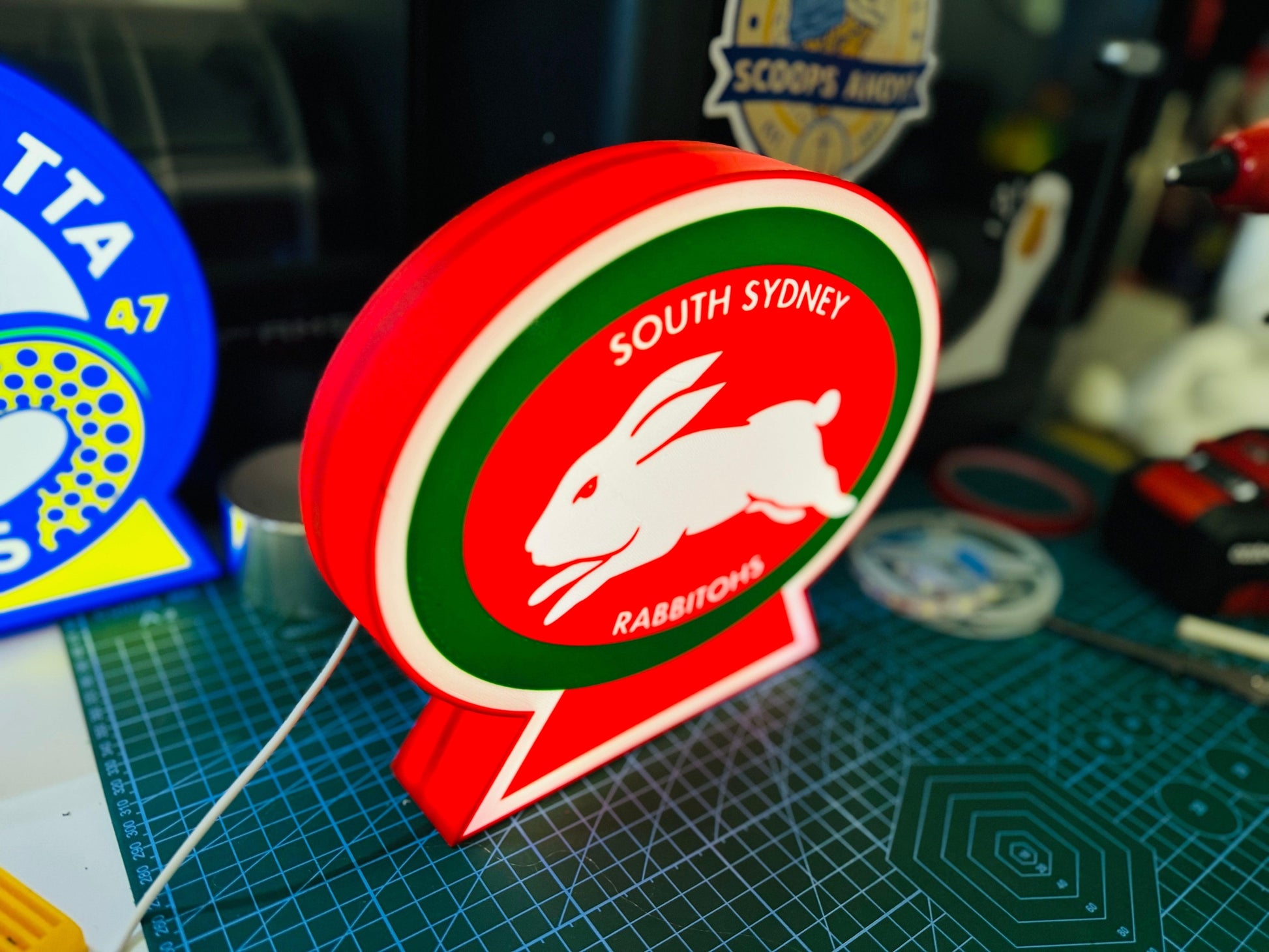South Sydney Rabbitohs Team Logo - Light Box / Night Light - Michael's 3D World