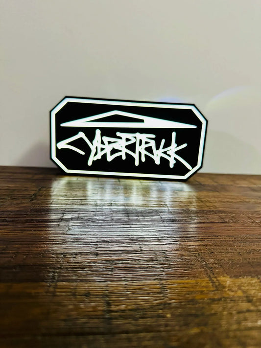 Tesla CyberTruck Graffiti Logo - USB powered Night Light / Wall Art - Michael's 3D World