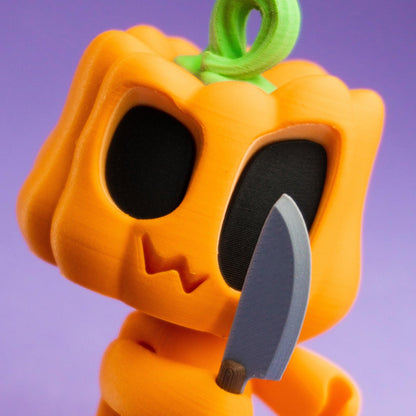 Cute Set of 3x Mini Pumpkin Figures & Accessories (including ghost costume, knife & candle!) - Michael's 3D World