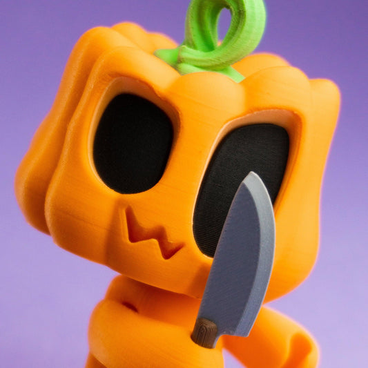 Cute Set of 3x Mini Pumpkin Figures & Accessories (including ghost costume, knife & candle!) - Michael's 3D World