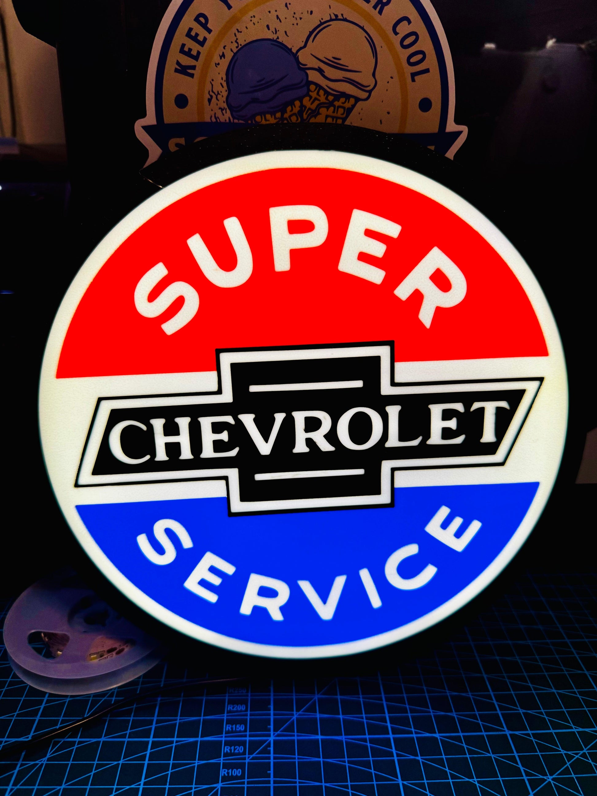 Chevrolet Super Service Logo - Light up sign - USB Powered - Michael's 3D World