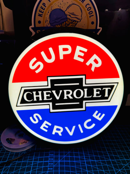 Chevrolet Super Service Logo - Light up sign - USB Powered - Michael's 3D World