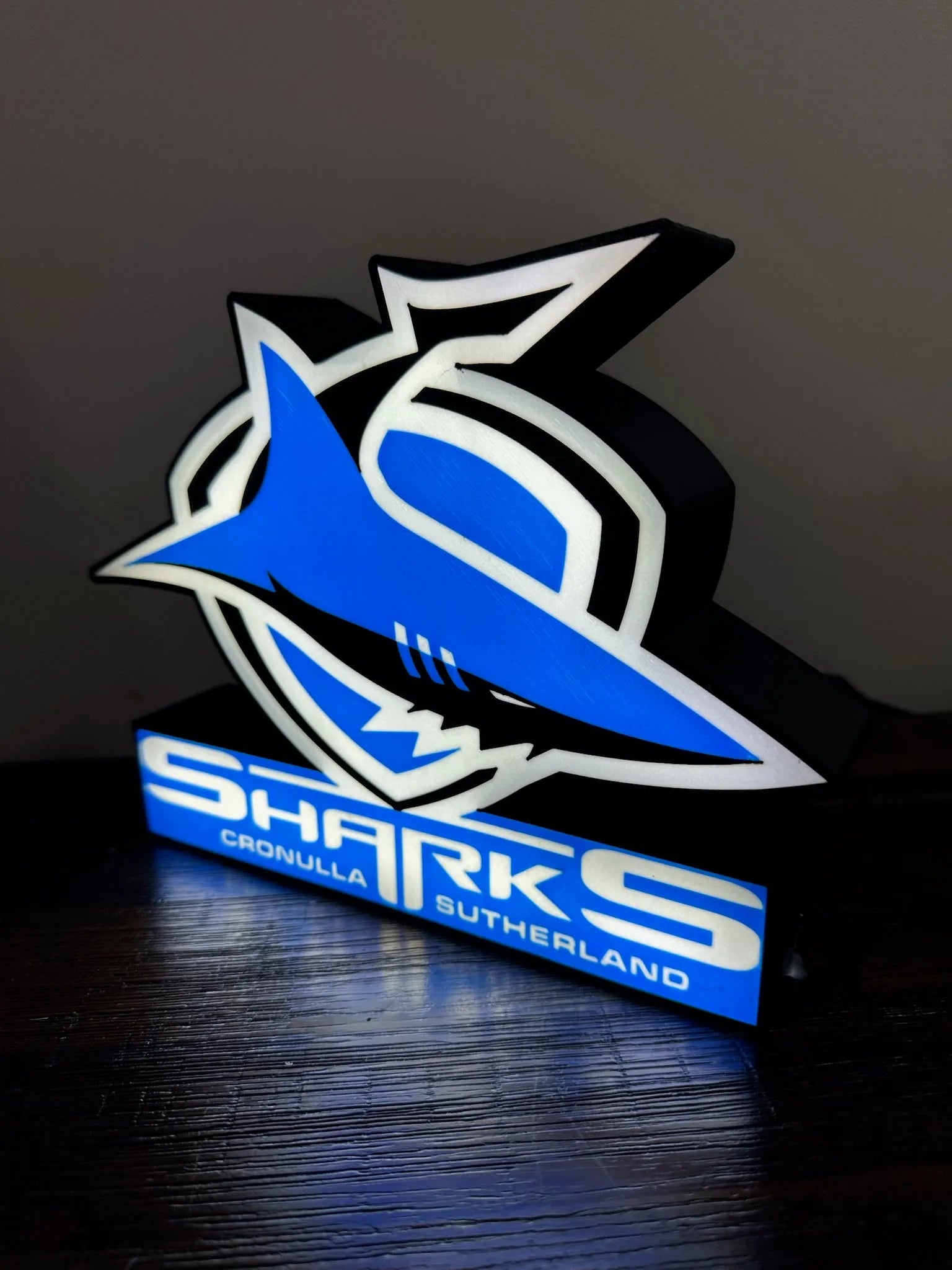 Cronulla Sharks - Light Up Sign / Logo - USB Powered (New Logo) - Michael's 3D World