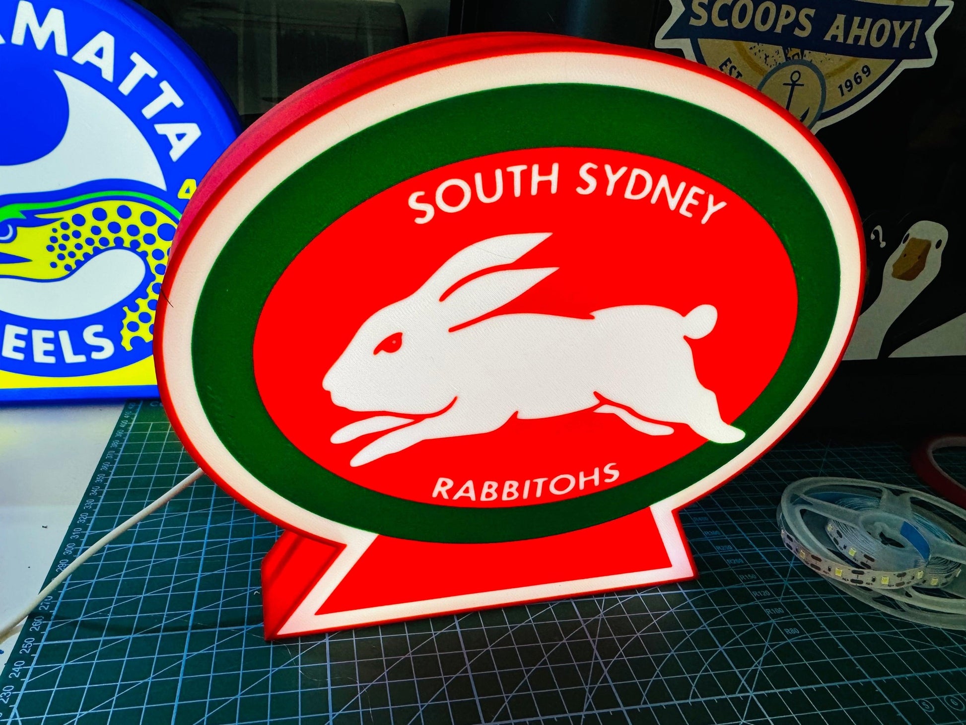 South Sydney Rabbitohs Team Logo - Light Box / Night Light - Michael's 3D World