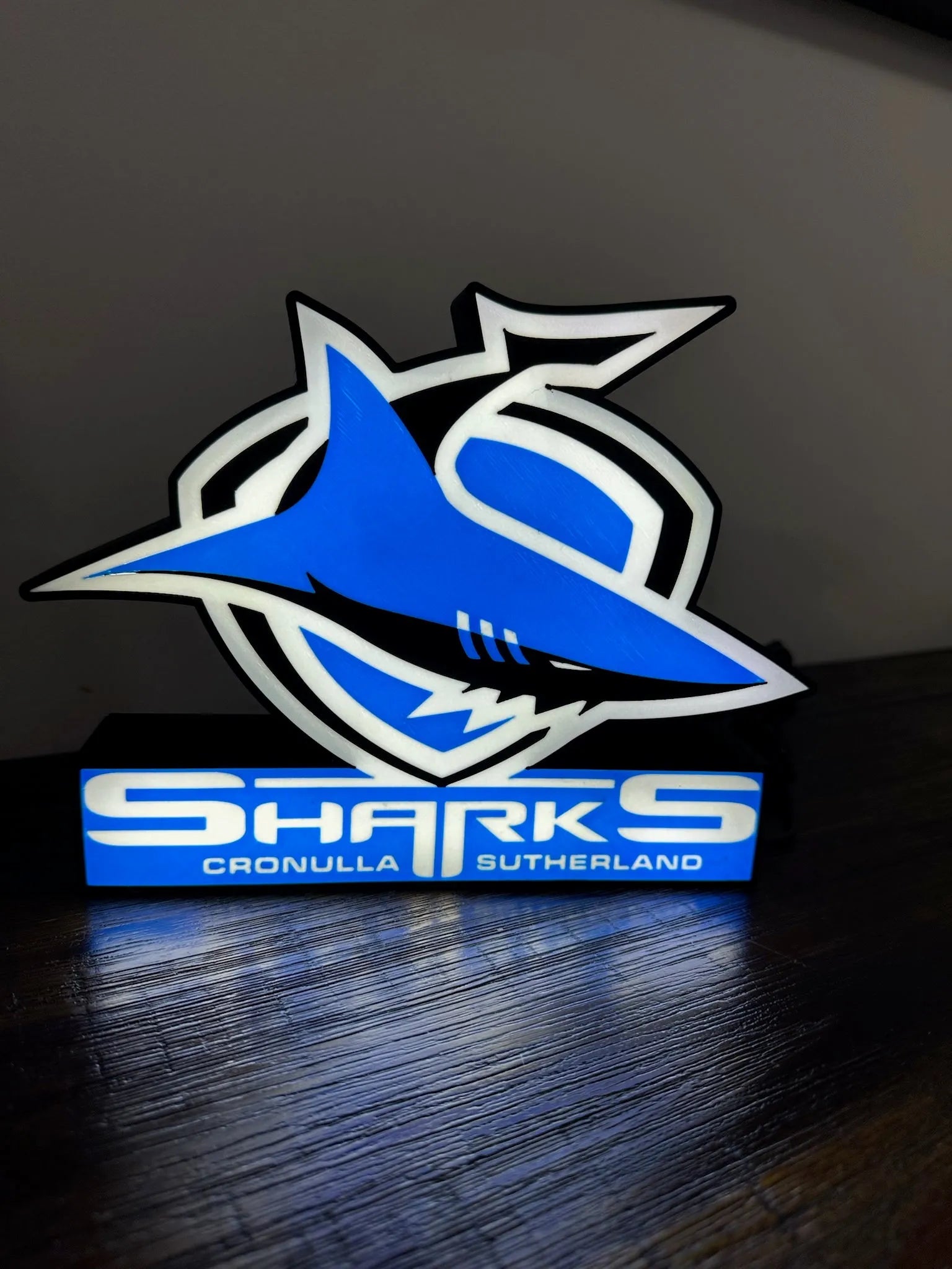 Cronulla Sharks - Light Up Sign / Logo - USB Powered (New Logo) - Michael's 3D World