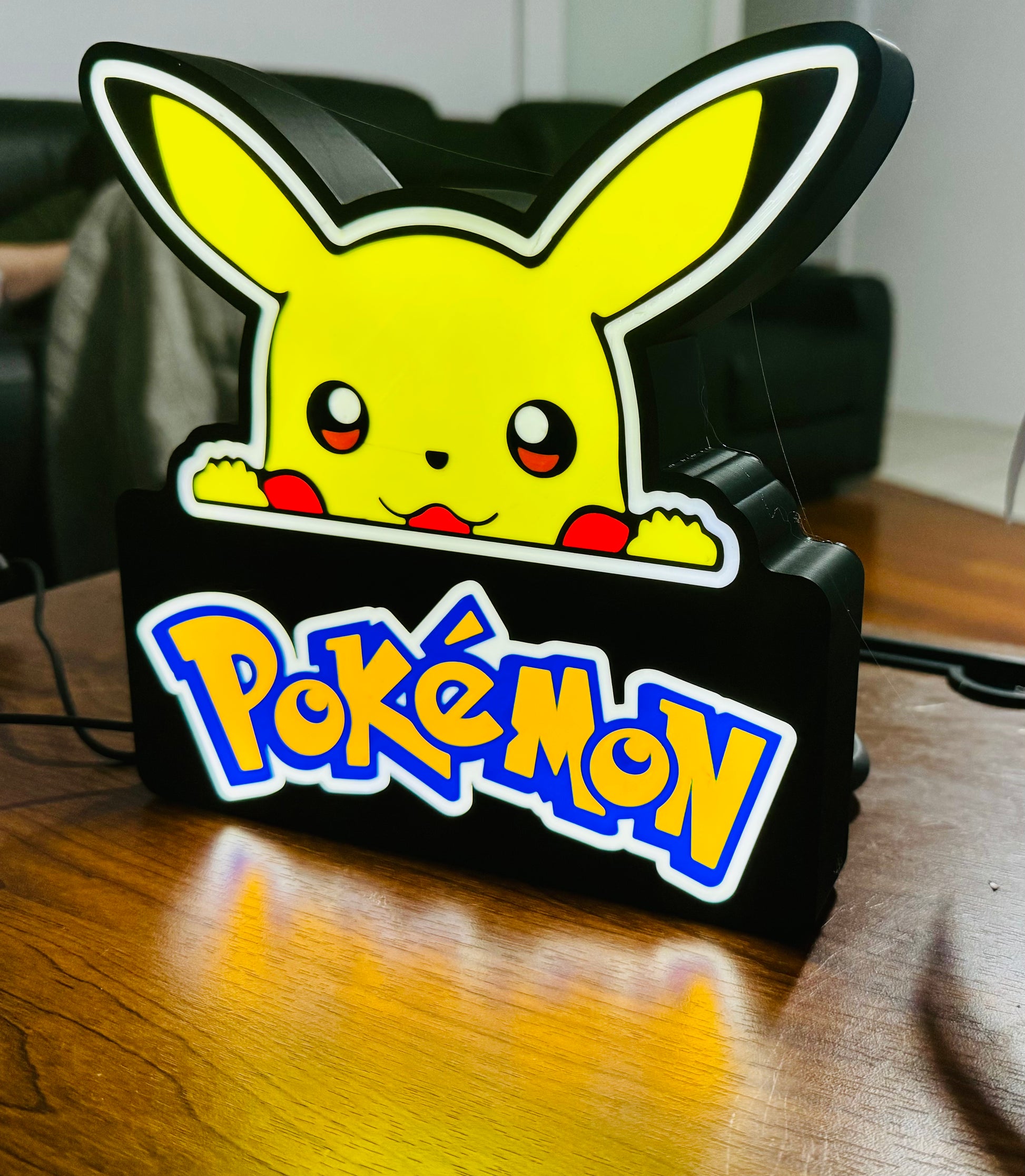 Pikachu Pokemon Light Up Sign - Unique Wall Art - USB Powered, LED lit - Michael's 3D World
