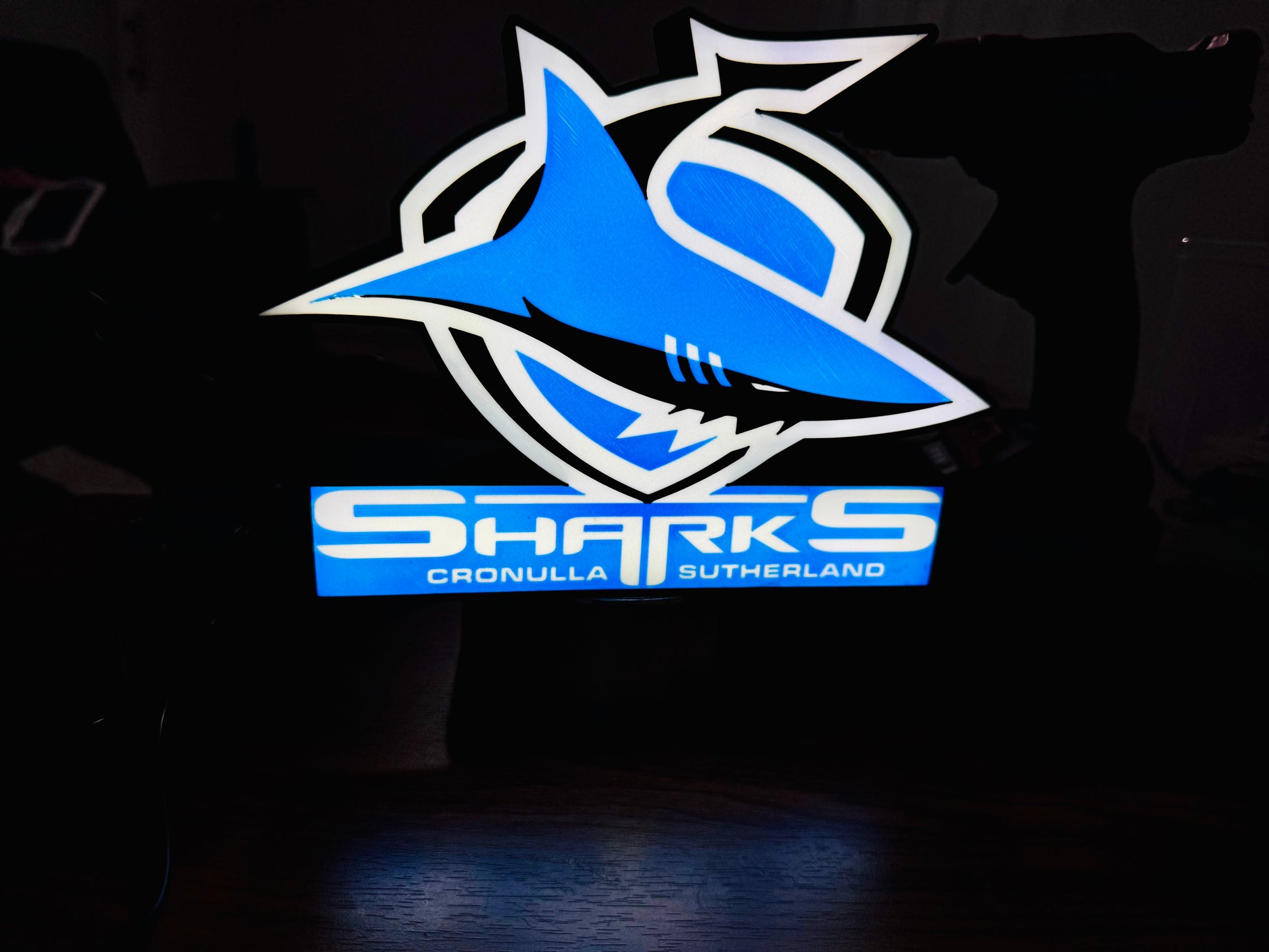 Cronulla Sharks - Light Up Sign / Logo - USB Powered (New Logo) - Michael's 3D World