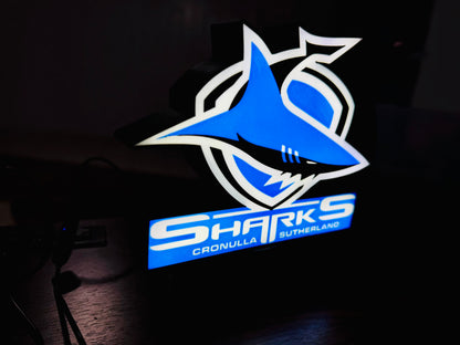 Cronulla Sharks - Light Up Sign / Logo - USB Powered (New Logo) - Michael's 3D World