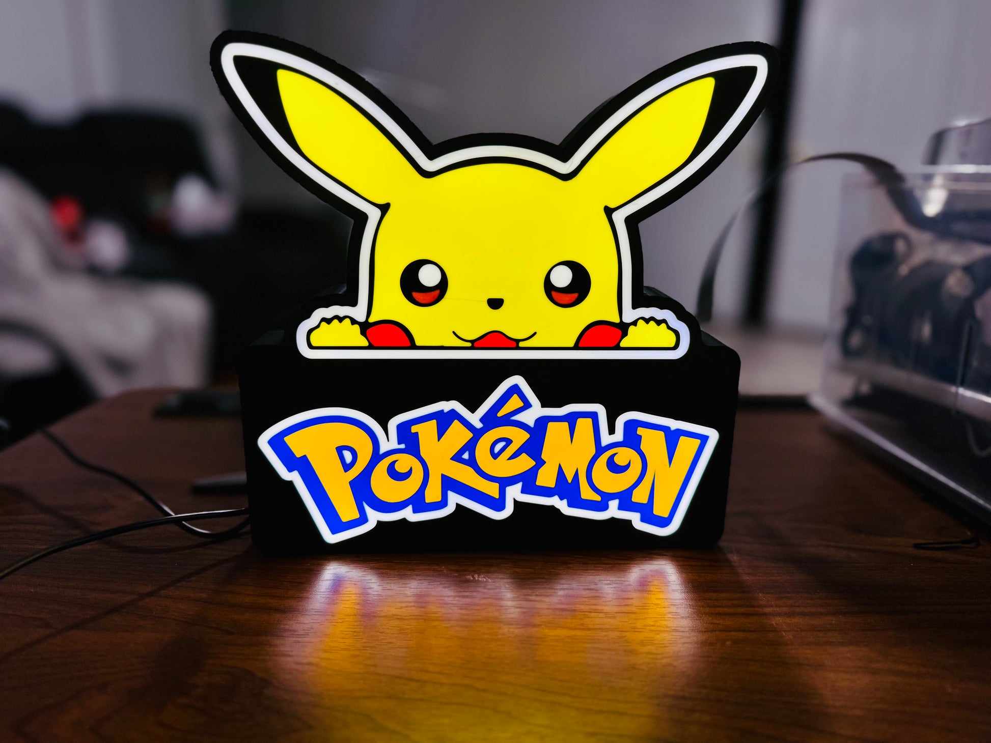Pikachu Pokemon Light Up Sign - Unique Wall Art - USB Powered, LED lit - Michael's 3D World