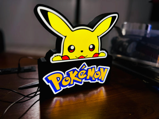 Pikachu Pokemon Light Up Sign - Unique Wall Art - USB Powered, LED lit - Michael's 3D World