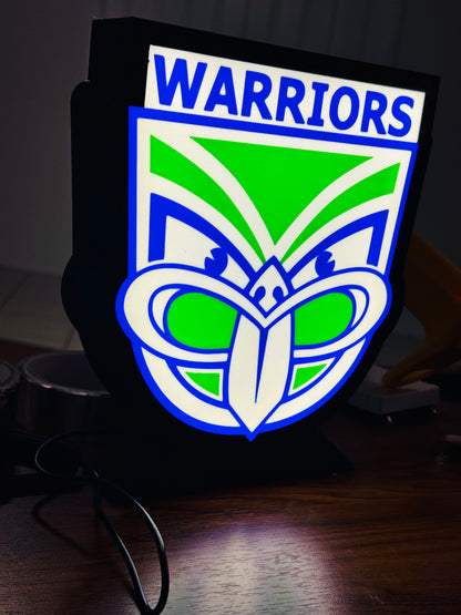 NRL Warriors - Green & White - Light Up Sign - USB Powered - Michael's 3D World