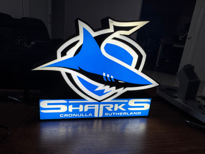 Cronulla Sharks - Light Up Sign / Logo - USB Powered (New Logo) - Michael's 3D World