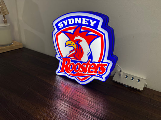 Logo der Sydney Roosters – Leuchtschild – Stromversorgung über USB