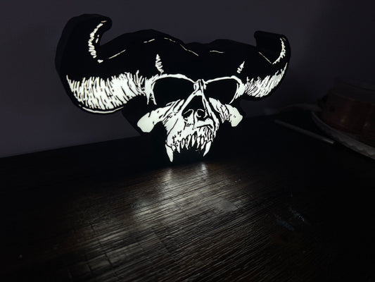 Danzig Skull with horns / Misfits - Light Up Artwork / Wall Art / Sign
