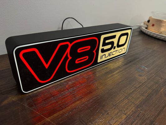 Holden V8 5.0 Badge Logo - Light Up Artwork / Wall Art / Sign