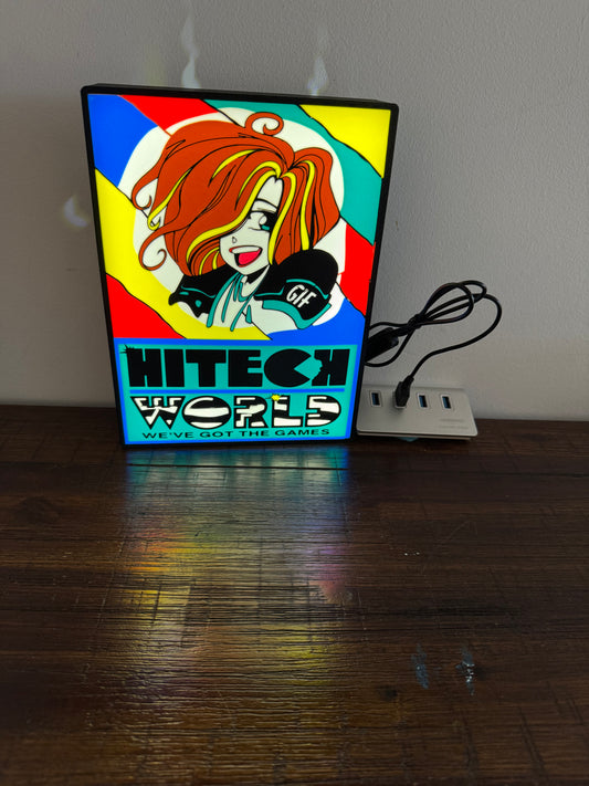 Hi Tech World - Perth Gaming Store Icon - Light Up Artwork / Wall Art / Sign