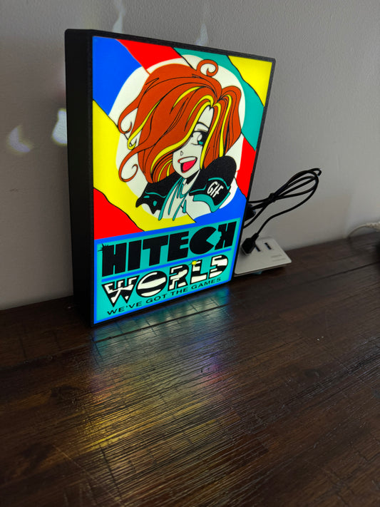 Hi Tech World - Perth Gaming Store Icon - Light Up Artwork / Wall Art / Sign